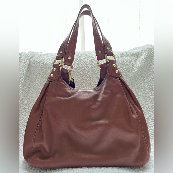COACH vintage brown leather hobo bag with pink lining - Picture 2 of 6